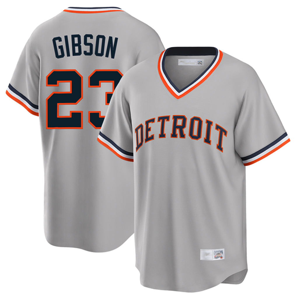 Elroe D.Tigers #23 Kirk Gibson Player Gray Cooperstown T-shirt Home Game Stitched Jerseys
