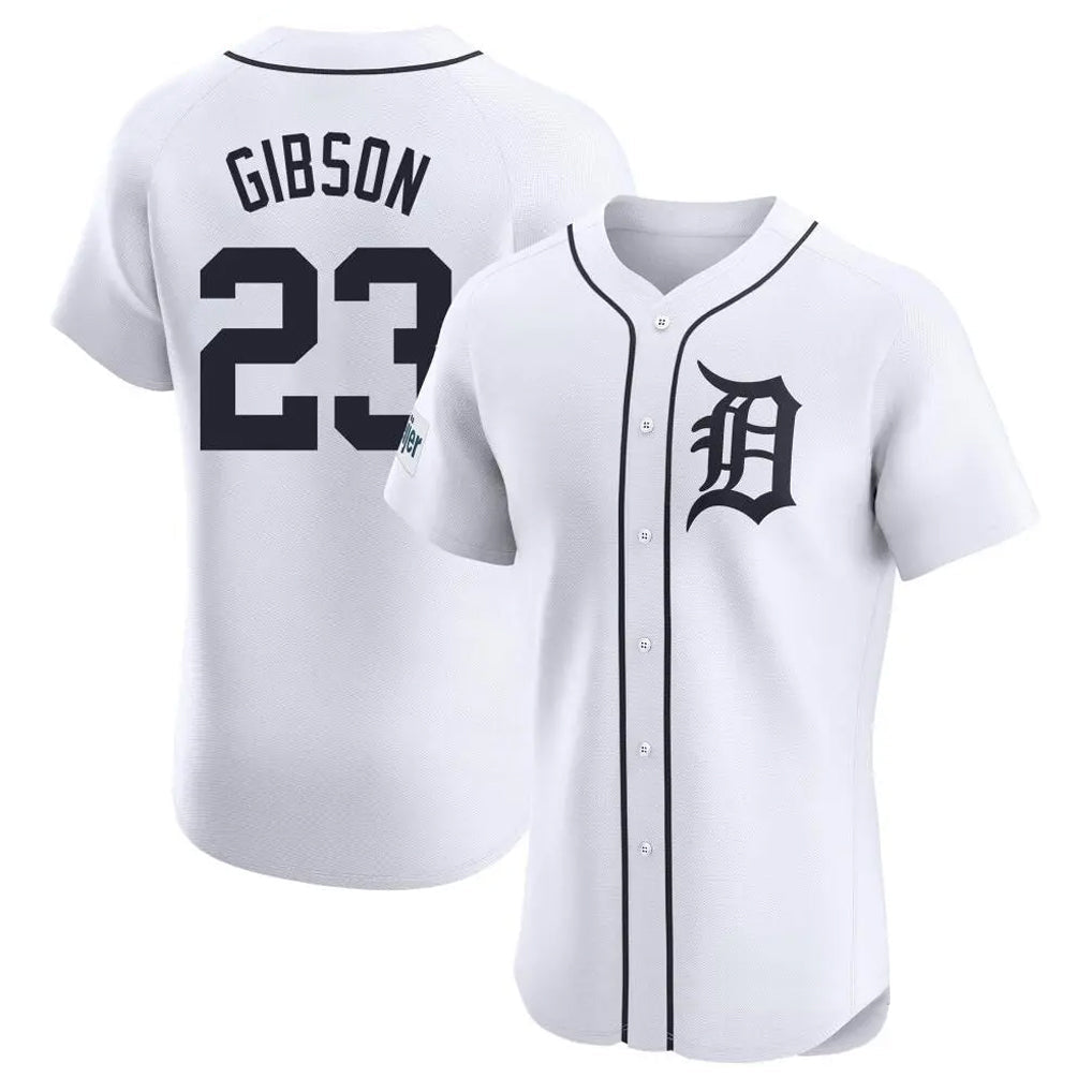 Elroe D.Tigers #23 Kirk Gibson Player White Limited Elite Home Stitched Jerseys