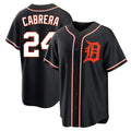 Elroe D.Tigers #24 Miguel Cabrera Player Black Fashion Out Home Game Stitched Jerseys