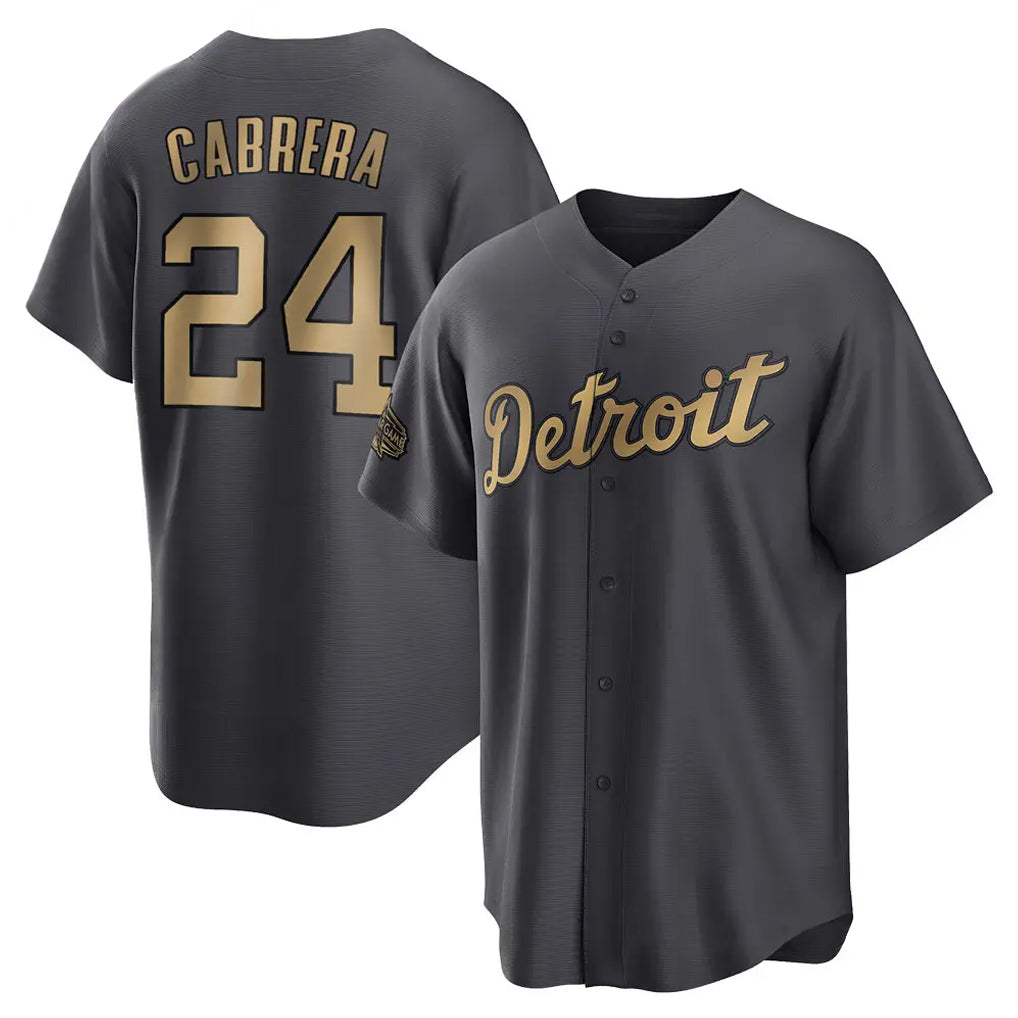 Elroe D.Tigers #24 Miguel Cabrera Player Charcoal All-Star Home Game Stitched Jerseys