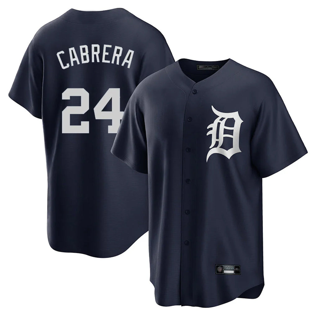 Elroe D.Tigers #24 Miguel Cabrera Player Navy Game Home Stitched Jerseys