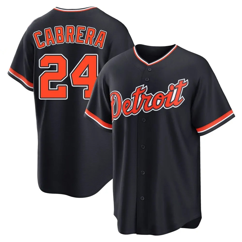 Elroe D.Tigers #24 Miguel Cabrera Player Navy Home Game Stitched Jerseys