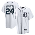 Elroe D.Tigers #24 Miguel Cabrera Player White Home Game Stitched Jerseys