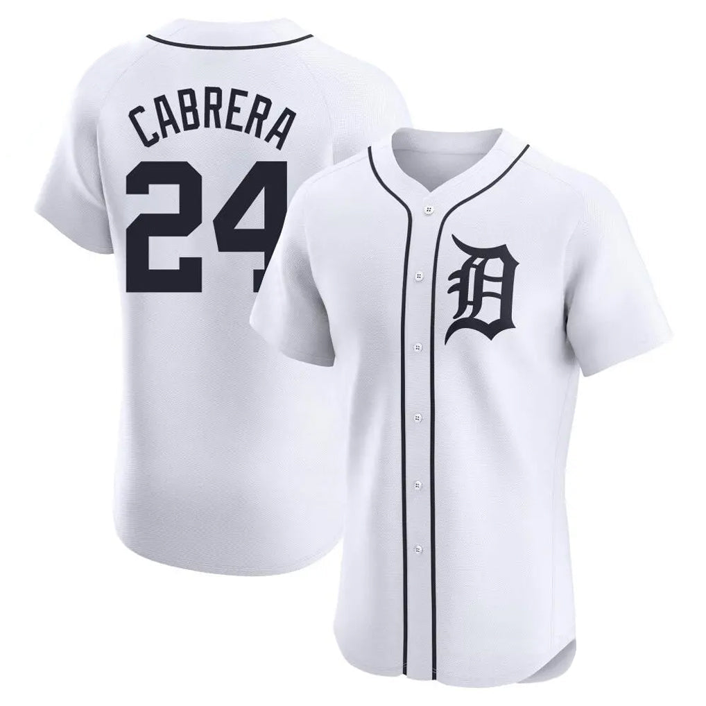 Elroe D.Tigers #24 Miguel Cabrera Player White Limited Elite Home Stitched Jerseys