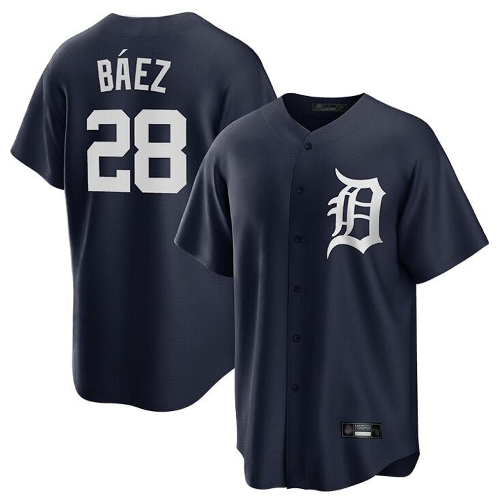 Elroe D.Tigers #28 Javier B¡§¡éez Player Navy Game Home Stitched Jerseys