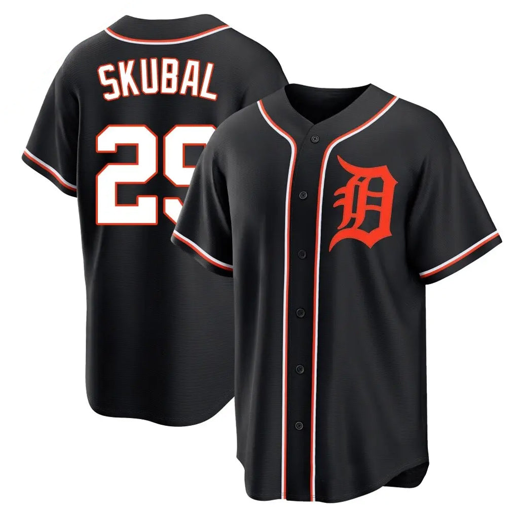 Elroe D.Tigers #29 Tarik Skubal Player Black Fashion Out Home Game Stitched Jerseys