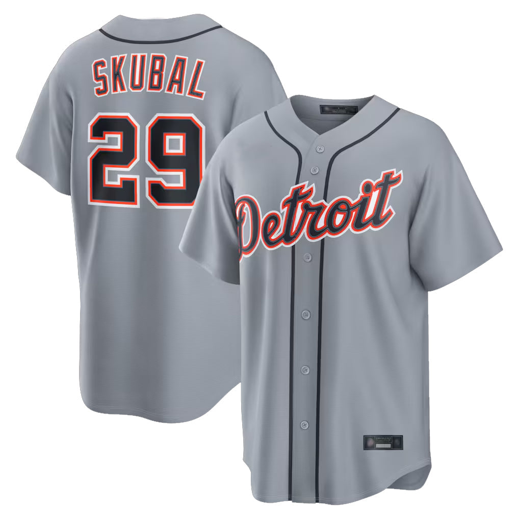 Elroe D.Tigers #29 Tarik Skubal Player Gray Home Game Stitched Jerseys