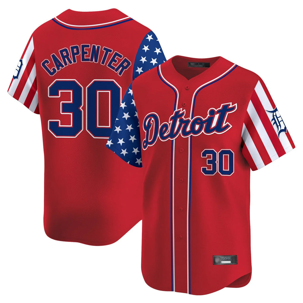 Elroe D.Tigers #30 Kerry Carpenter Player Red Independence Day Vapor Premier Limited Stitched Jerseys