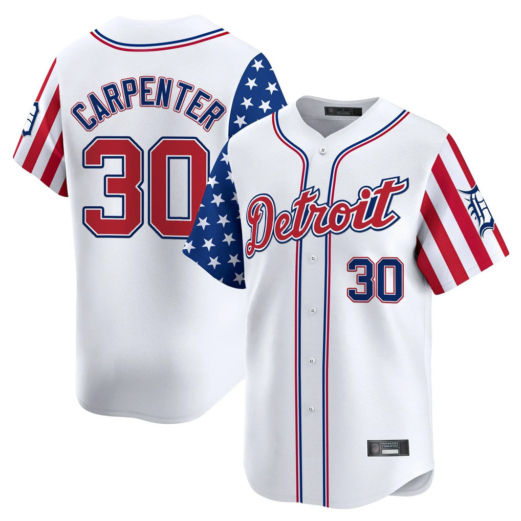 Elroe D.Tigers #30 Kerry Carpenter Player White Independence Day Vapor Premier Limited Stitched Jerseys