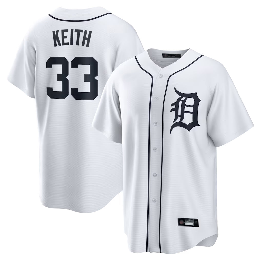 Elroe D.Tigers #33 Colt Keith Player White Home Game Stitched Jerseys