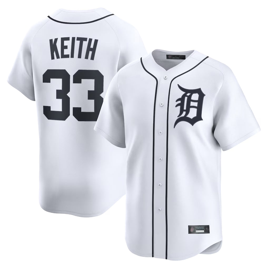Elroe D.Tigers #33 Colt Keith Player White Home Limited Stitched Jerseys
