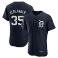 Elroe D.Tigers #35 Justin Verlander Player Navy Limited Elite Home Stitched Jerseys