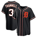 Elroe D.Tigers #3 Alan Trammell Player Black Fashion Out Home Game Stitched Jerseys