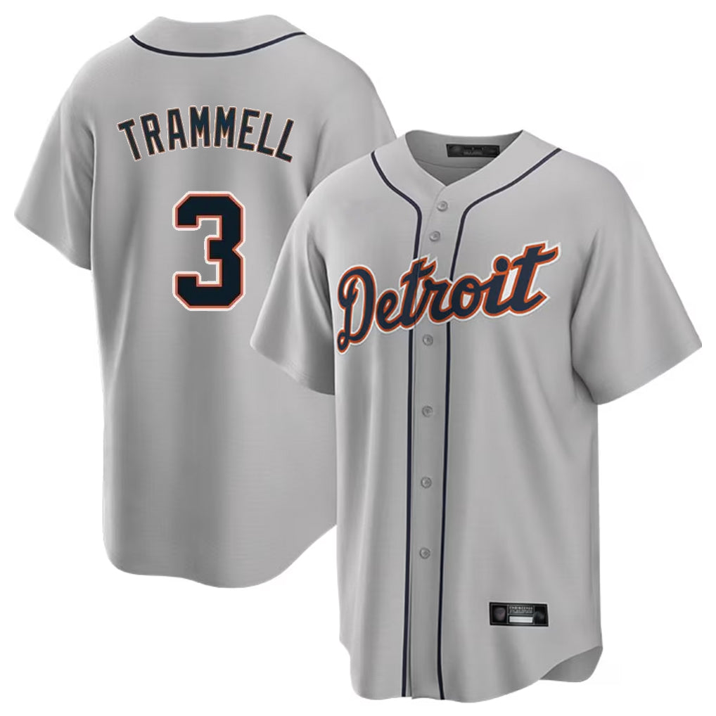 Elroe D.Tigers #3 Alan Trammell Player Gray Home Game Stitched Jerseys