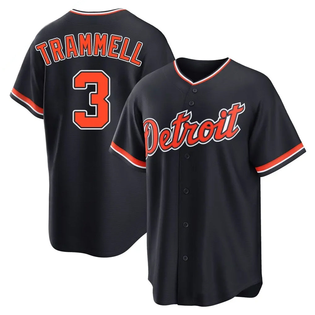 Elroe D.Tigers #3 Alan Trammell Player Navy Home Game Stitched Jerseys