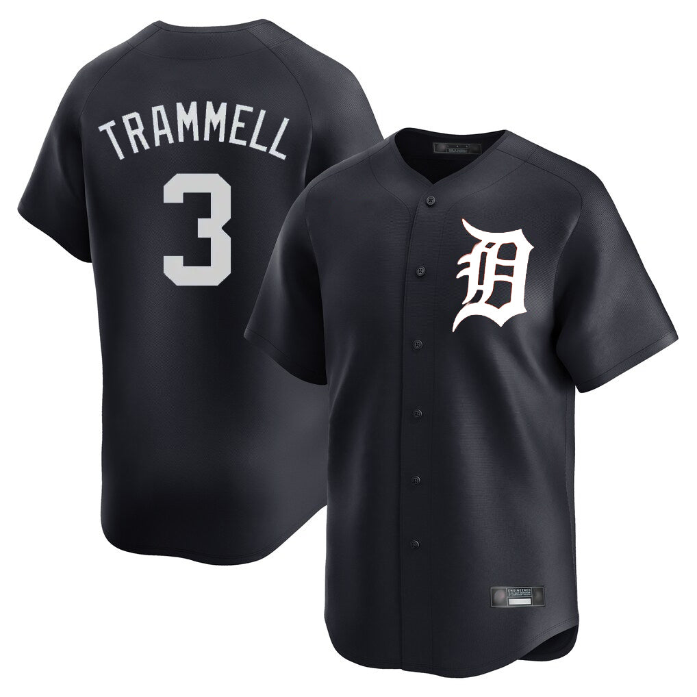 Elroe D.Tigers #3 Alan Trammell Player Navy Home Limited Game Stitched Jerseys