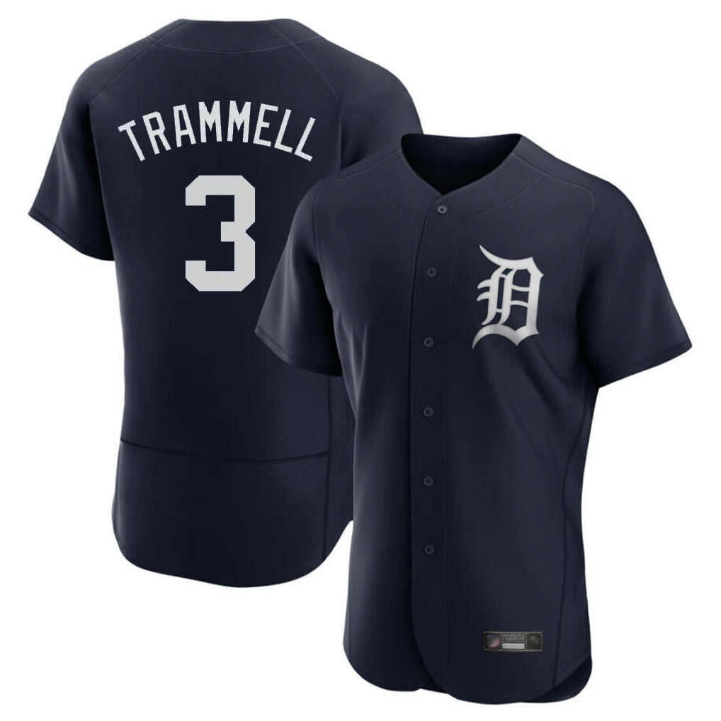 Elroe D.Tigers #3 Alan Trammell Player Navy Limited Elite Home Stitched Jerseys