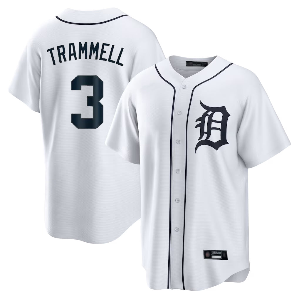 Elroe D.Tigers #3 Alan Trammell Player White Home Game Stitched Jerseys