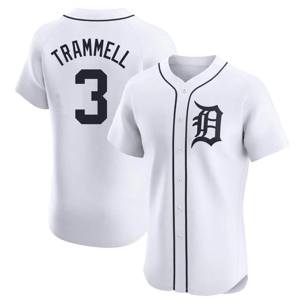 Elroe D.Tigers #3 Alan Trammell Player White Limited Elite Home Stitched Jerseys