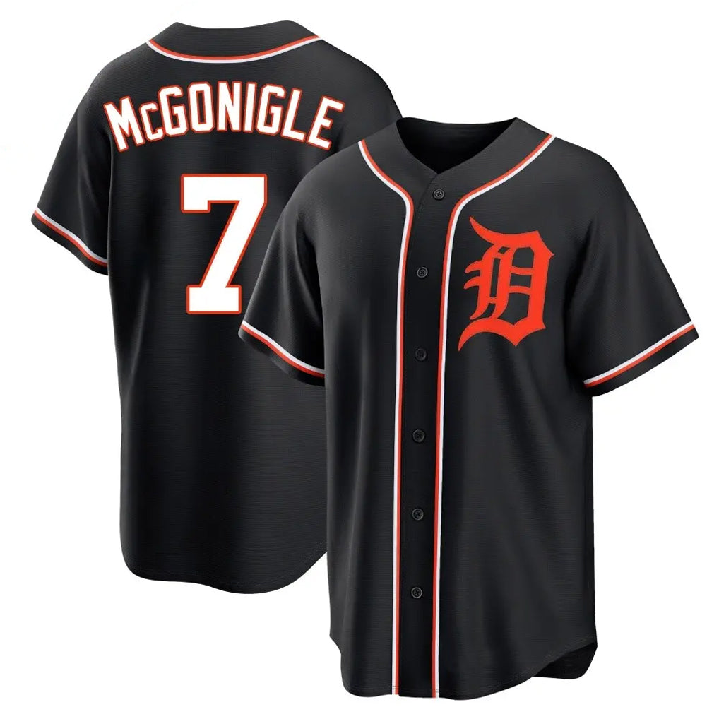 Elroe D.Tigers #7 Kevin McGonigle Player Black Fashion Out Home Game Stitched Jerseys