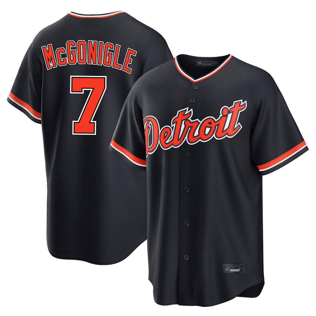 Elroe D.Tigers #7 Kevin McGonigle Player Navy Home Game Stitched Jerseys