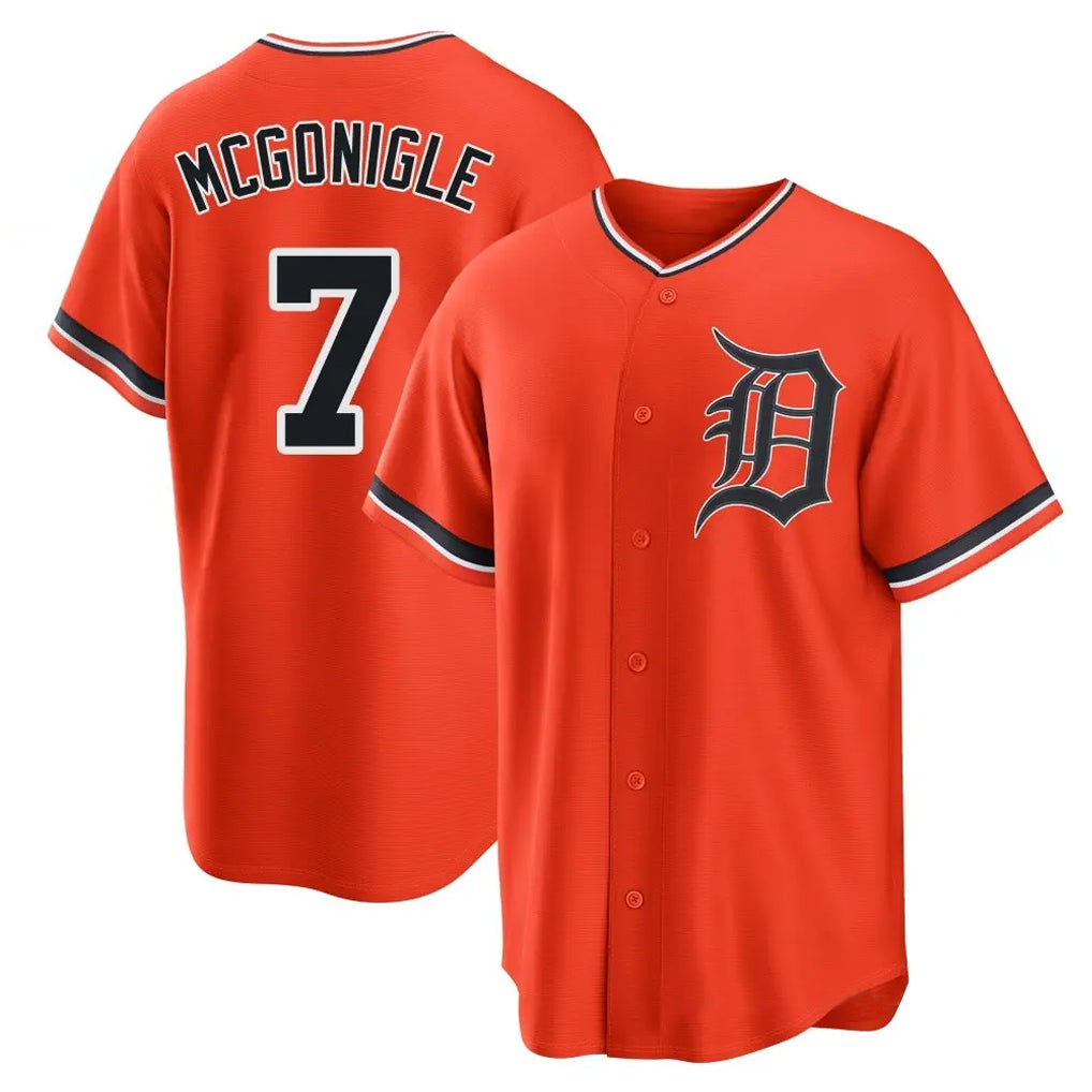 Elroe D.Tigers #7 Kevin McGonigle Player Orange Home Game Stitched Jerseys