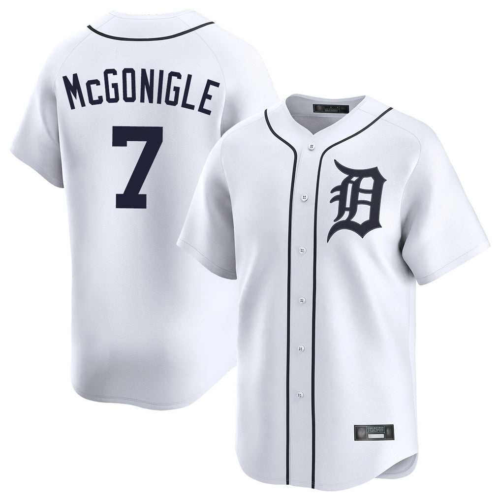 Elroe D.Tigers #7 Kevin McGonigle Player White Home Limited Stitched Jerseys