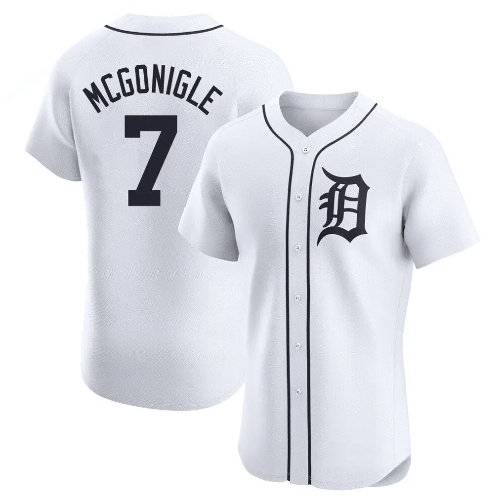 Elroe D.Tigers #7 Kevin McGonigle Player White Limited Elite Home Stitched Jerseys