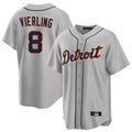 Elroe D.Tigers #8 Matt Vierling Player Gray Home Game Stitched Jerseys