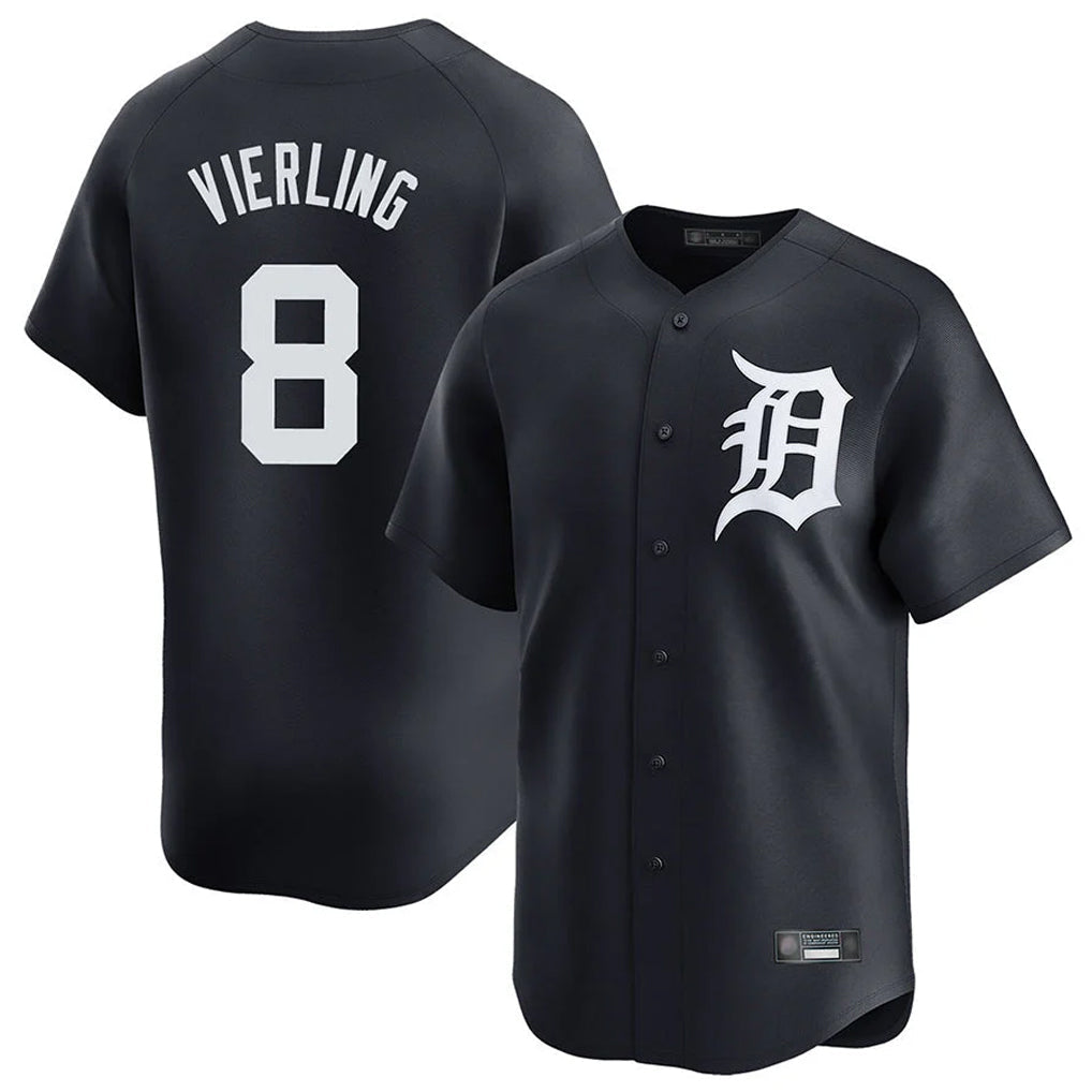 Elroe D.Tigers #8 Matt Vierling Player Navy Home Limited Game Stitched Jerseys