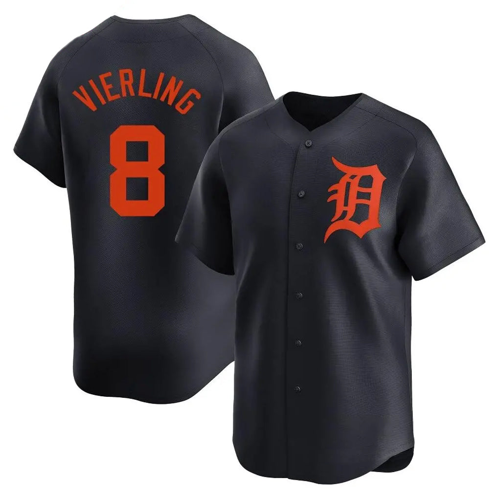 Elroe D.Tigers #8 Matt Vierling Player Navy Home Limited Stitched Jerseys