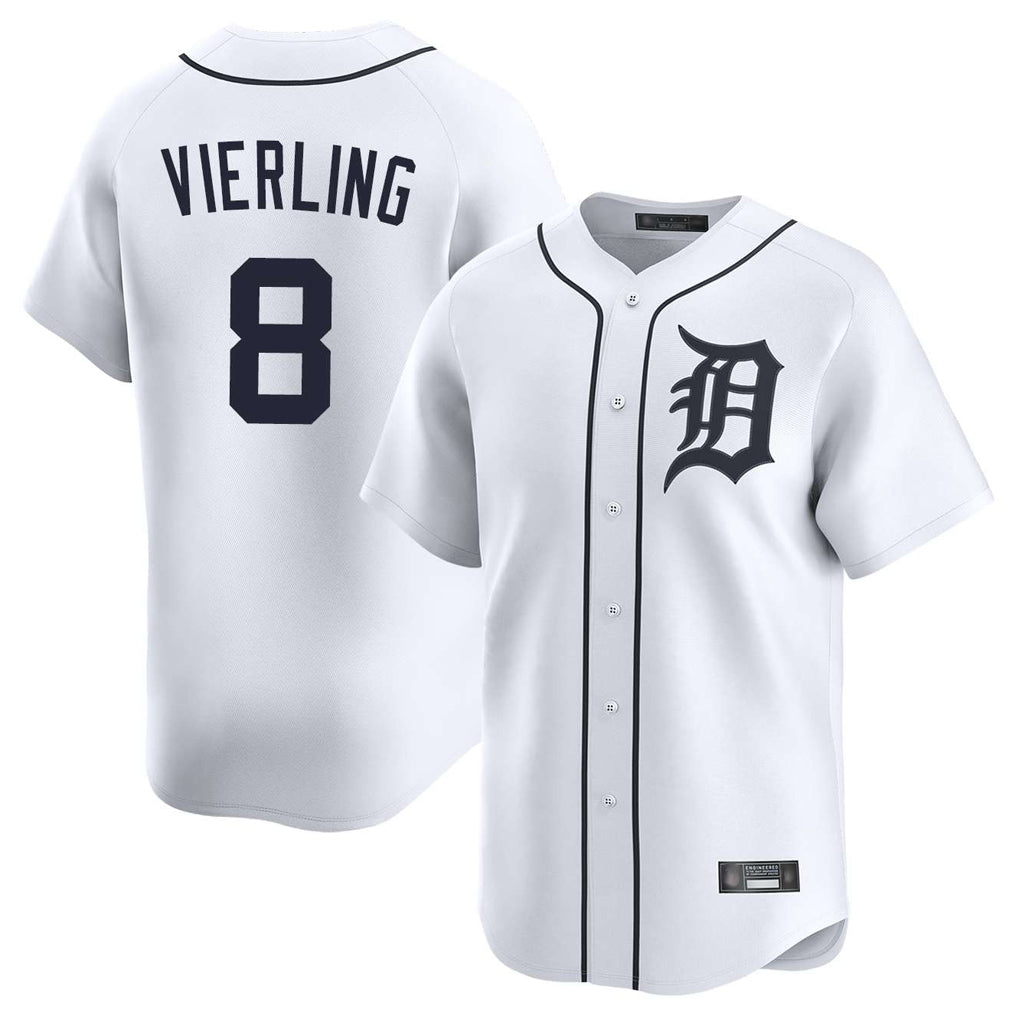 Elroe D.Tigers #8 Matt Vierling Player White Home Limited Stitched Jerseys