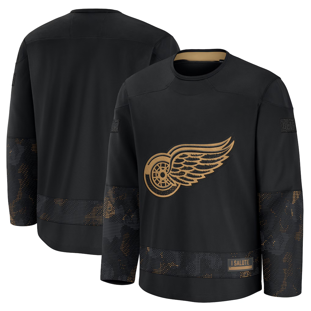 Elroe D.Red wings Black 2024 Military Appreciation Practice Jersey