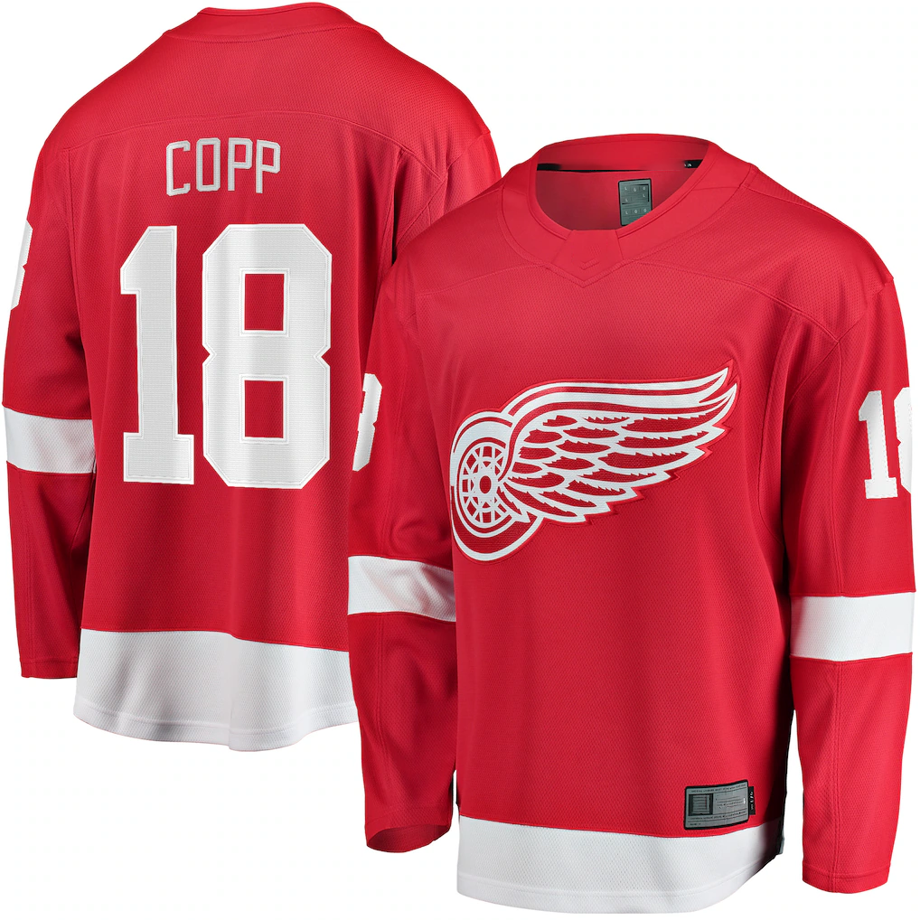 Elroe D.Red wings #18 Andrew Copp Red Home Breakaway Player Jerseys