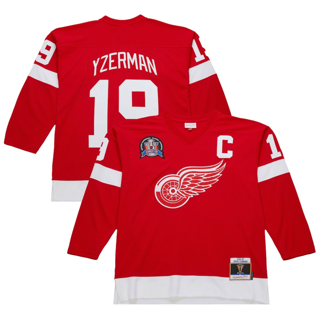 Elroe D.Red wings #19 Steve Yzerman Scarlet 1996-97 Power Play Jerseys