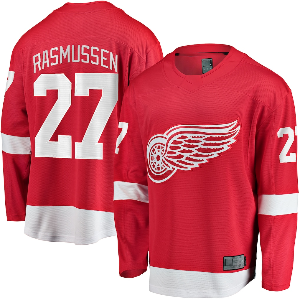 Elroe D.Red wings #27 Michael Rasmussen Red Home Breakaway Player Jerseys