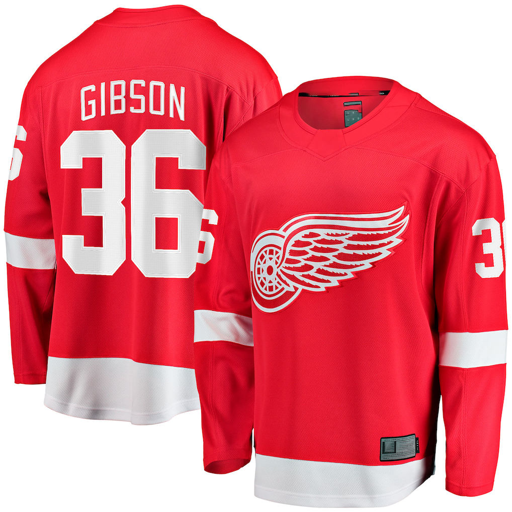 Elroe D.Red wings #36 John Gibson Red Home Breakaway Jerseys