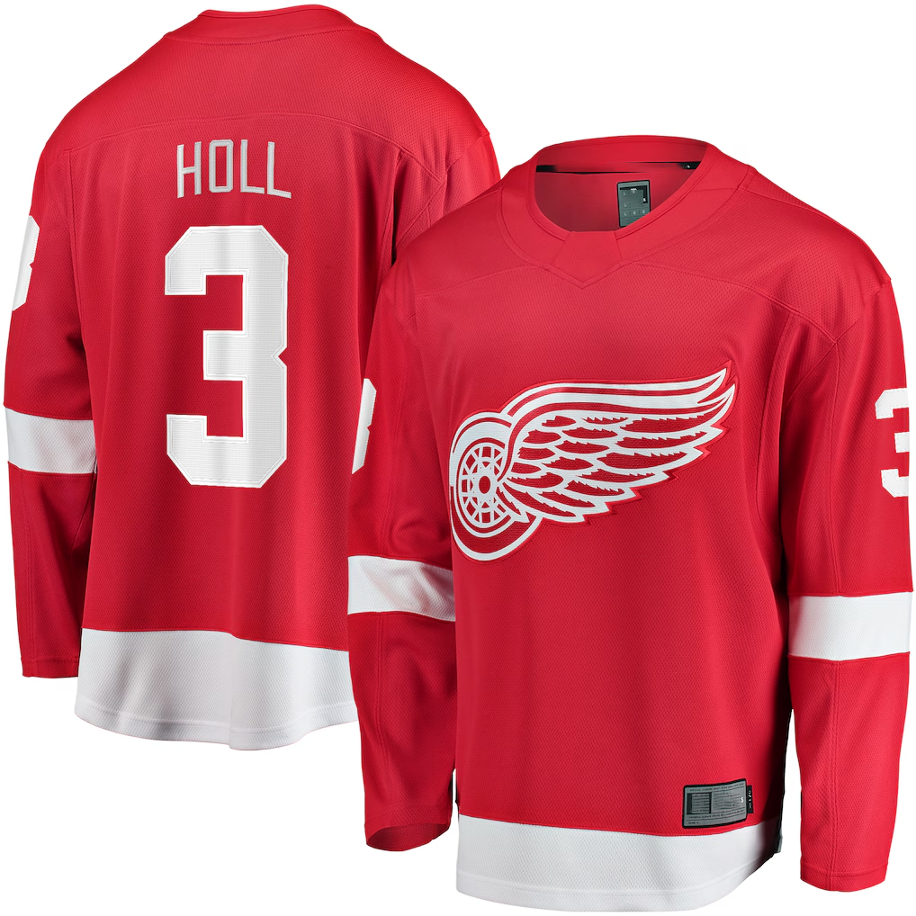 Elroe D.Red wings #3 Justin Holl Red Home Breakaway Jerseys