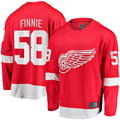 Elroe D.Red wings #58 Emmitt Finnie Red Home Breakaway Jerseys