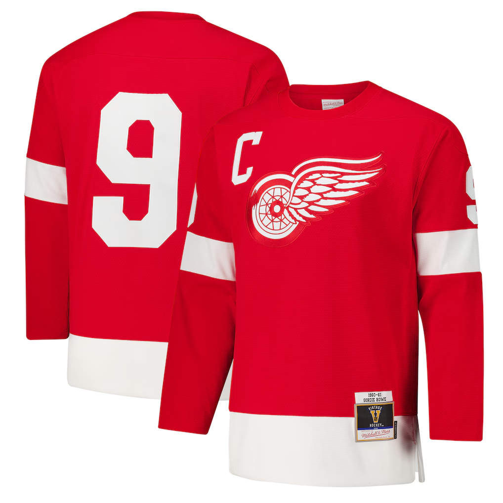Elroe D.Red wings #9 Gordie Howe Red 1960-61 Power Play Jerseys