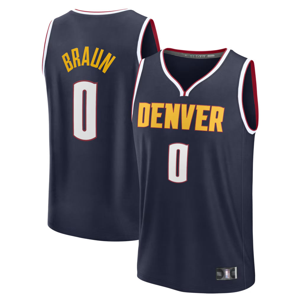 Elroe D.Nuggets #0 Christian Braun Navy Fast Break Replica Jerseys - Icon Edition