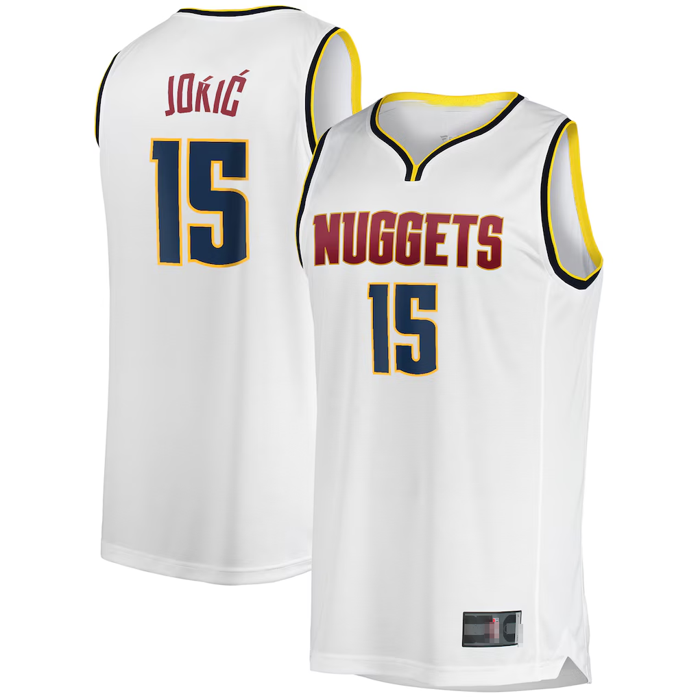 Elroe D.Nuggets #15 Nikola Jokic White Fast Break Player Jerseys - Association Edition