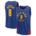 Elroe D.Nuggets #8 Peyton Watson Blue Fast Break Replica Player Jerseys - Statement Edition