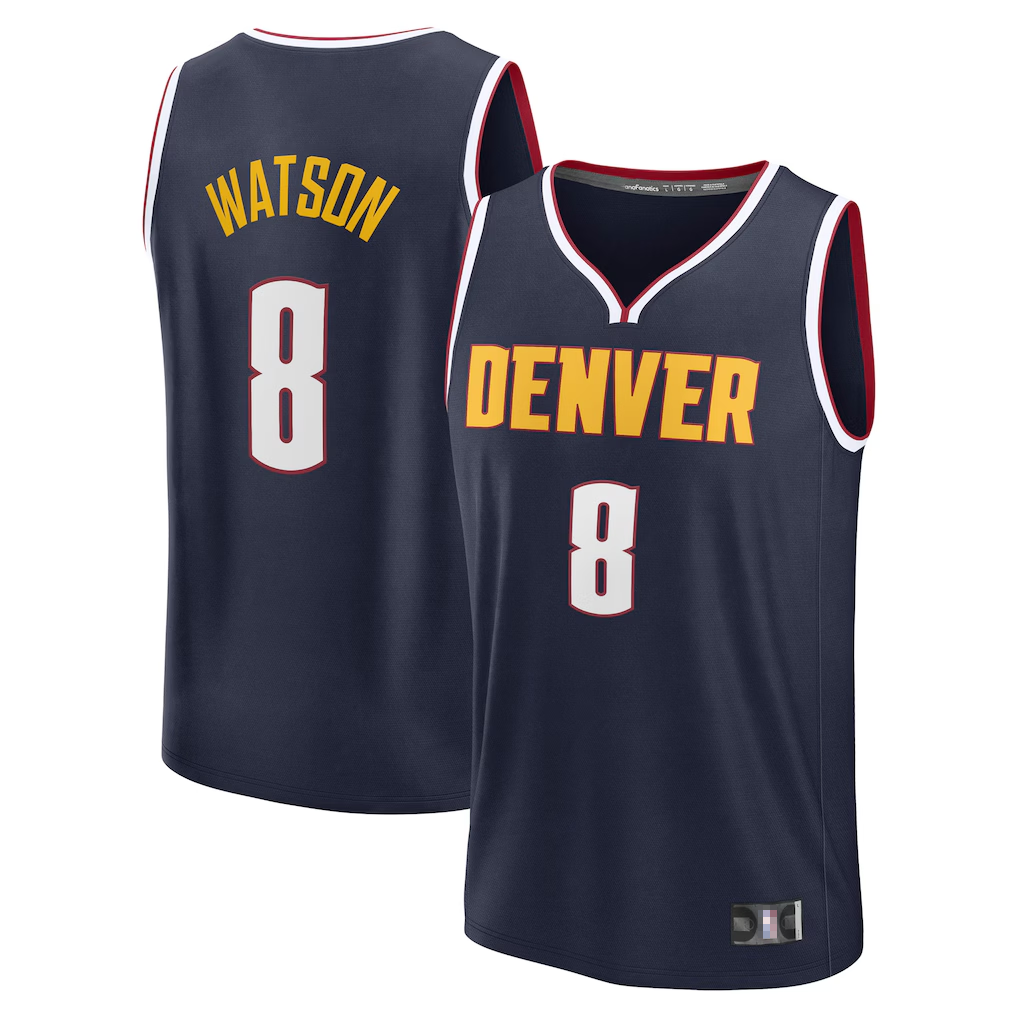 Elroe D.Nuggets #8 Peyton Watson Navy Fast Break Replica Player Jerseys - Icon Edition