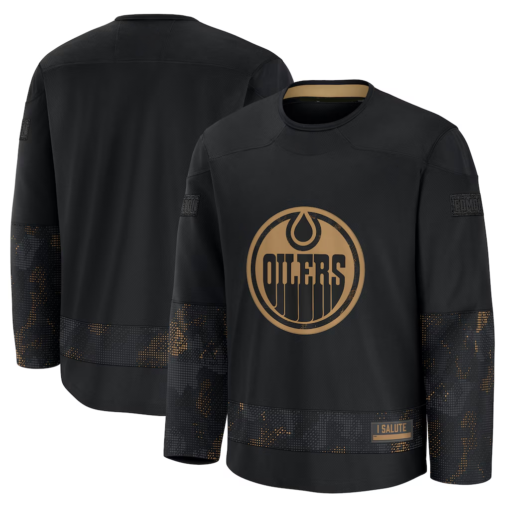 Elroe E.Oilers Black 2024 Military Appreciation Practice Jerseys