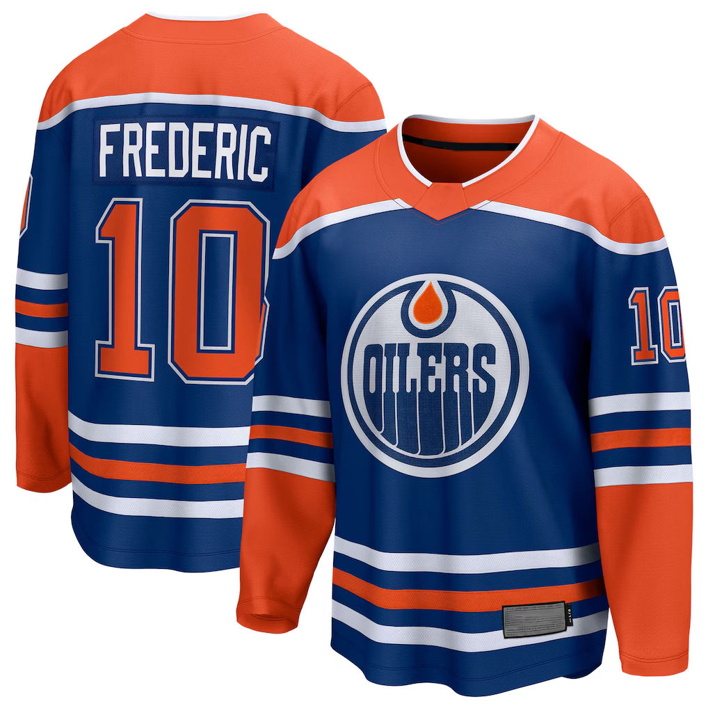 Elroe E.Oilers #10 Trent Frederic Royal Home Breakaway Jerseys