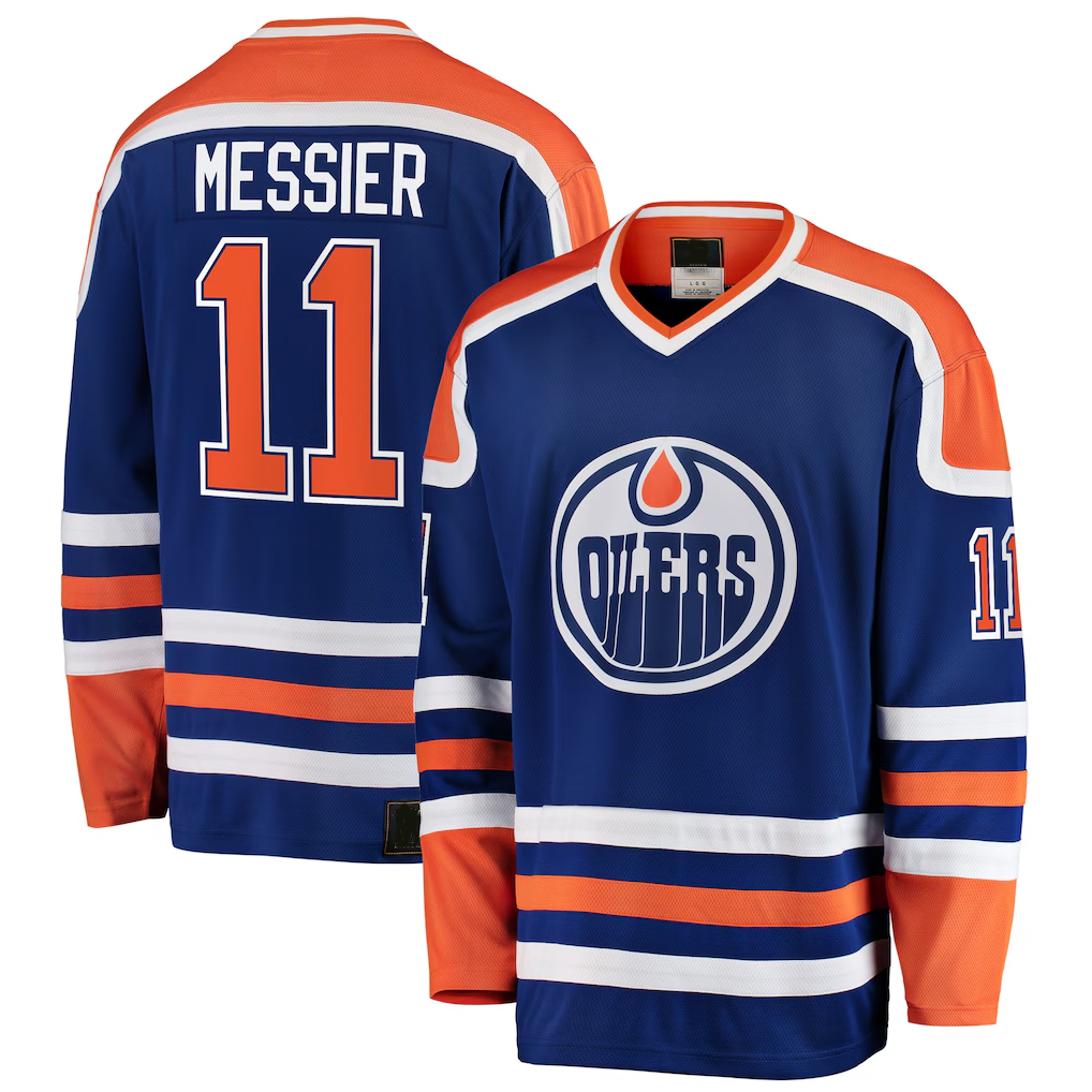 Elroe E.Oilers #11 Mark Messier Blue Premier Breakaway Retired Player Jerseys
