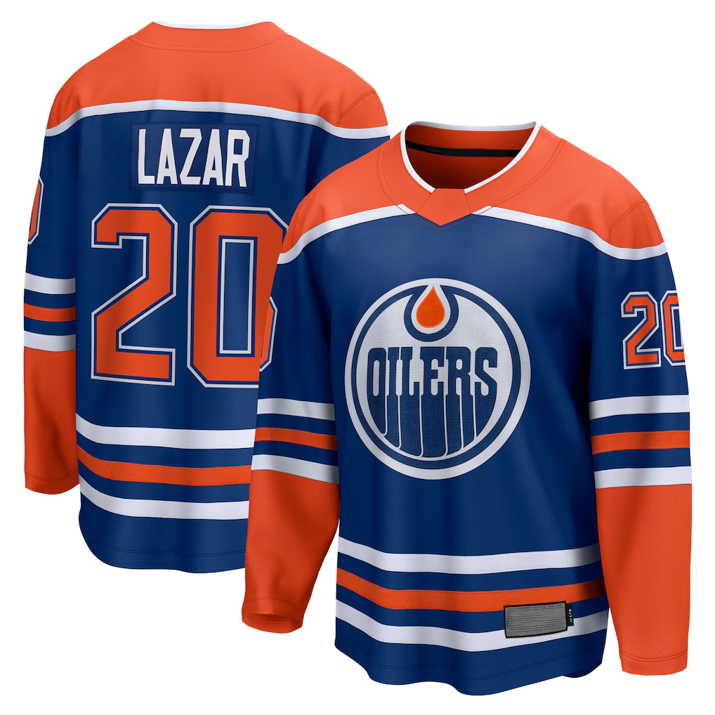 Elroe E.Oilers #20 Curtis Lazar Royal Home Breakaway Jerseys