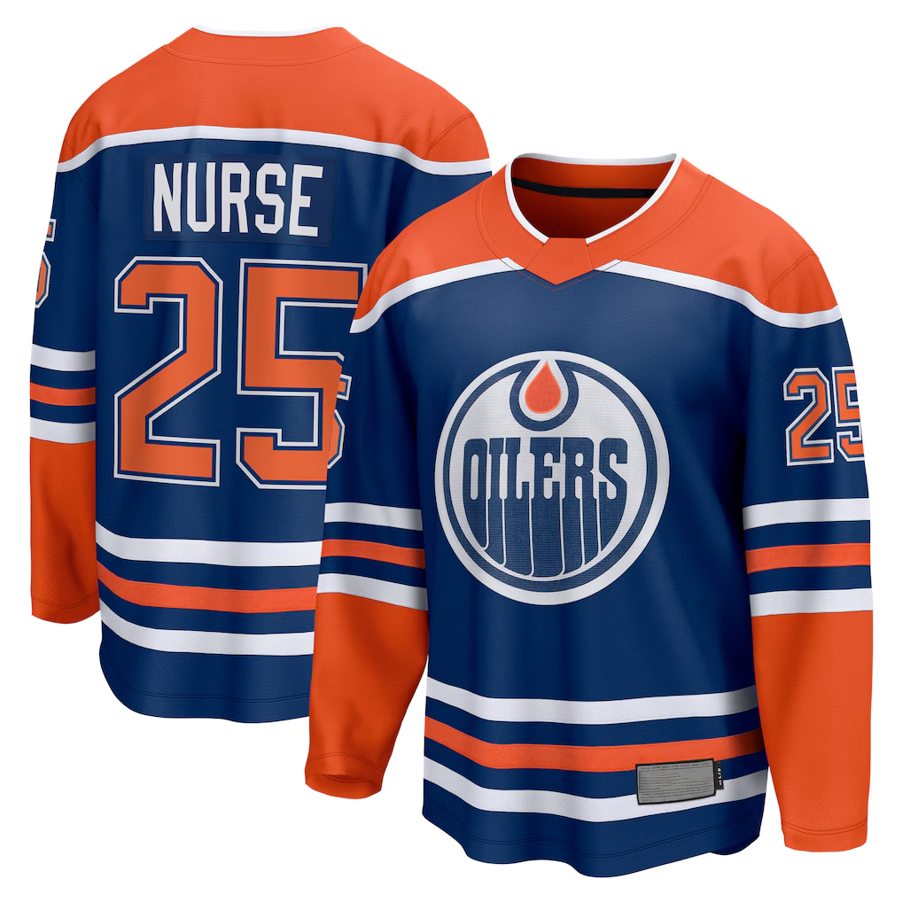 Elroe E.Oilers #25 Darnell Nurse Royal Home Breakaway Player Jerseys