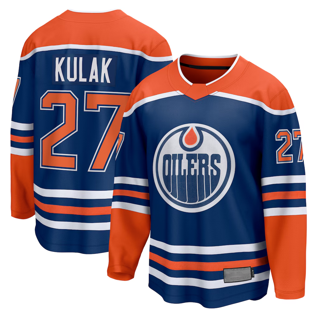 Elroe E.Oilers #27 Brett Kulak Royal Home Breakaway Player Jerseys
